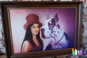 Цифровой портрет девушка с собакой