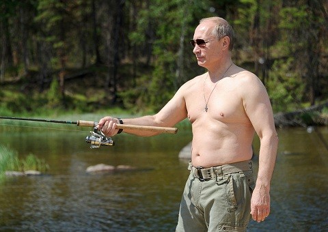 Russian President Vladimir Putin fishing
