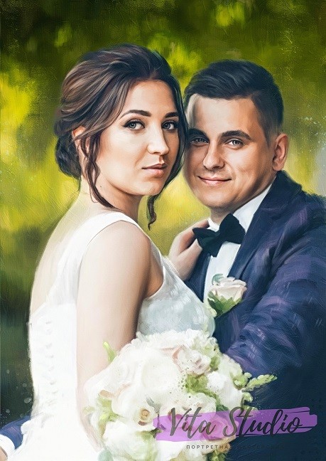 Цифровая живопись, свадебный портрет